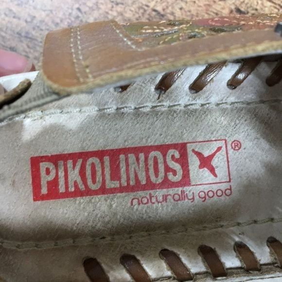 Pikolinos Green Tan Perforated Wedge Sandals Womens 39 8.5-9 Slingback - Picture 10 of 14